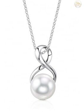 Freshwater Pearl Infinity Pendant Necklace 14K Gold Plated Sterling Silver